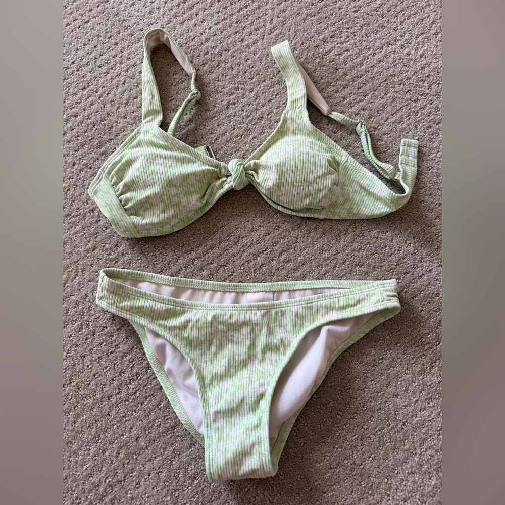 Xhilaration Green and White Bikini Set